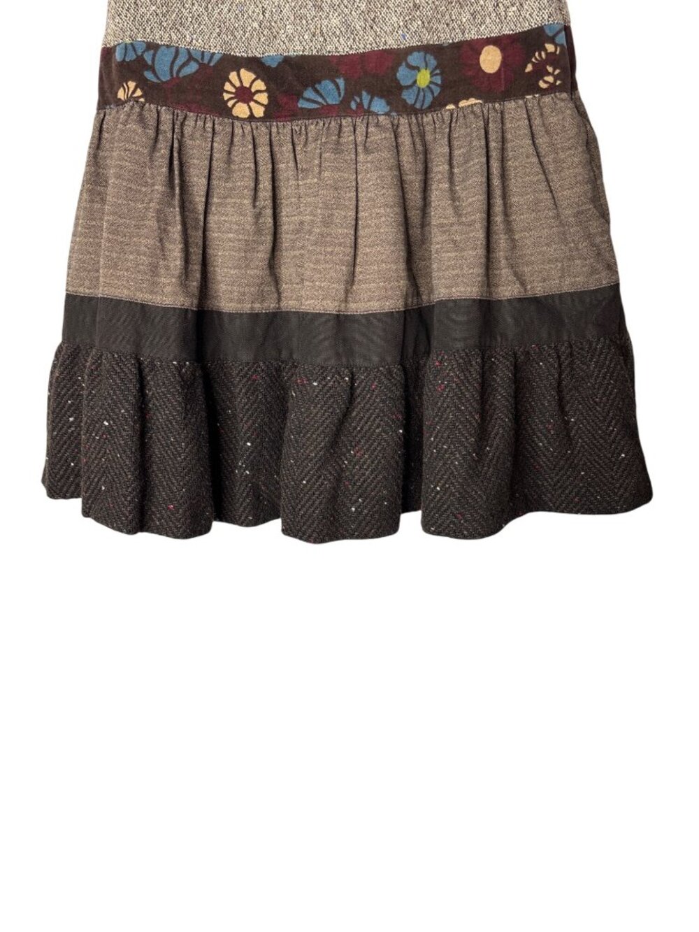 Karen Atelson A-Line Knee Length Skirt 2 Mixed Media Patterns Wool Blend Lined - Picture 3 of 6